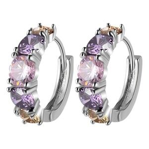 *ALMEDA* Silver x Purple Zircon Fashion Earrings